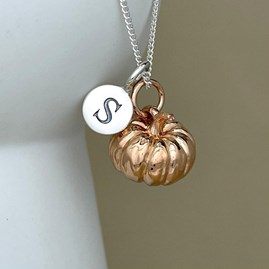 Personalised Large Pumpkin Sterling Silver Necklace Personalised Large Pumpkin Sterling Silver Necklace