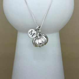 Personalised Large Pumpkin Sterling Silver Necklace Personalised Large Pumpkin Sterling Silver Necklace