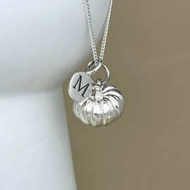 Personalised Large Pumpkin Sterling Silver Necklace Personalised Large Pumpkin Sterling Silver Necklace