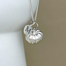 Personalised Large Pumpkin Sterling Silver Necklace