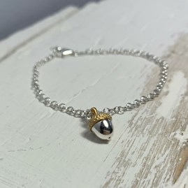 Personalised Solid Silver And Gold Plate Acorn Bracelet Personalised Solid Silver And Gold Plate Acorn Bracelet