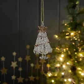 Glass Gold Garland Christmas Tree Hanging Decoration Glass Gold Garland Christmas Tree Hanging Decoration