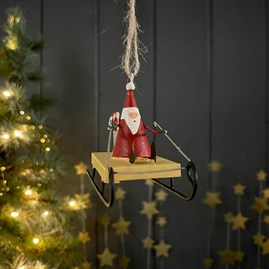 Candy Cane Santa on Sledge Hanging Christmas Decoration Candy Cane Santa on Sledge Hanging Christmas Decoration