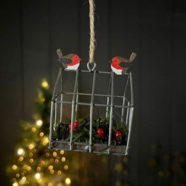 Robins On Greenhouse Hanging Christmas Decoration Robins On Greenhouse Hanging Christmas Decoration
