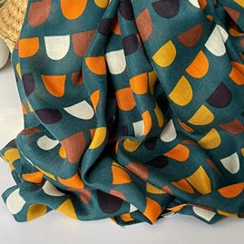 Scallops Print Scarf in Dusky Denim Blue Scallops Print Scarf in Dusky Denim Blue