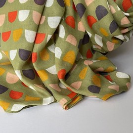 Scallops Print Scarf in Dusky Olive Green Scallops Print Scarf in Dusky Olive Green