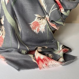 Thistle Print Scarf in Grey