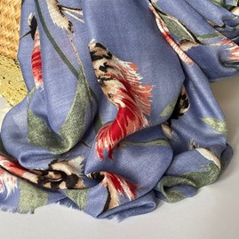 Thistle Print Scarf in Denim Blue