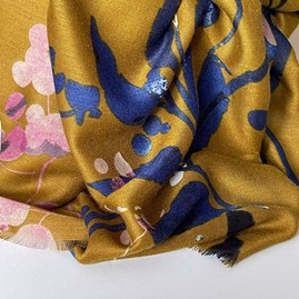 Autumn Leaves Print Scarf in Mustard Yellow Autumn Leaves Print Scarf in Mustard Yellow