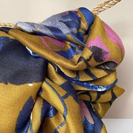Autumn Leaves Print Scarf in Mustard Yellow Autumn Leaves Print Scarf in Mustard Yellow