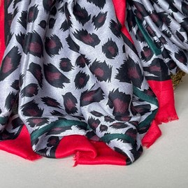 Leopard Print Scarf with Double Red and Green Border Leopard Print Scarf with Double Red and Green Border