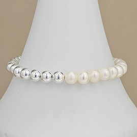 Sterling Silver Bead And Pearl Bracelet Sterling Silver Bead And Pearl Bracelet
