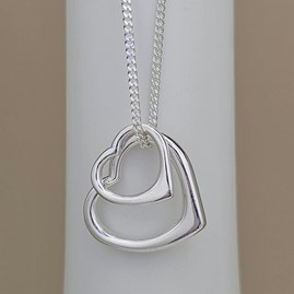 Sterling Silver Double Heart Necklace Sterling Silver Double Heart Necklace