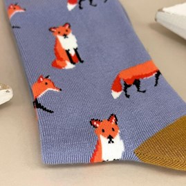 Bamboo Fox Socks In Powder Blue