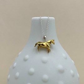 Personalised Gold Plated Origami Horse Necklace