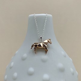 Personalised Rose Gold Plated Origami Horse Necklace Personalised Rose Gold Plated Origami Horse Necklace