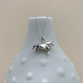 Personalised Solid Silver Origami Horse Necklace Personalised Solid Silver Origami Horse Necklace
