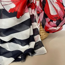 Poppy & Stripe Printed Scarf in Navy Blue Poppy & Stripe Printed Scarf in Navy Blue