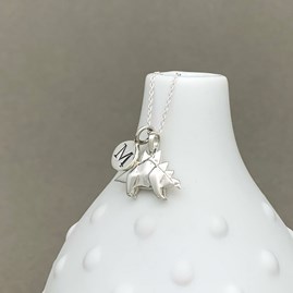 Personalised Solid Silver Origami Stegosaurus Necklace