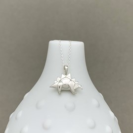 Personalised Solid Silver Origami Stegosaurus Necklace Personalised Solid Silver Origami Stegosaurus Necklace