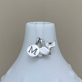 Personalised Solid Silver Origami Cat Necklace Personalised Solid Silver Origami Cat Necklace