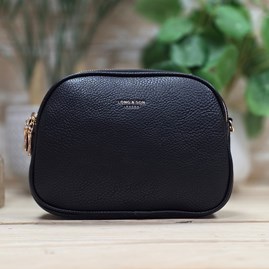Triple Zip Cross Body Bag in Black