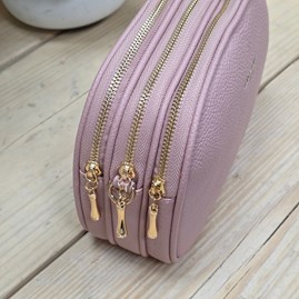 Triple Zip Cross Body Bag in Pink