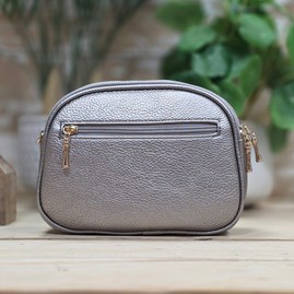 Triple Zip Cross Body Bag in Silver Grey Triple Zip Cross Body Bag in Silver Grey