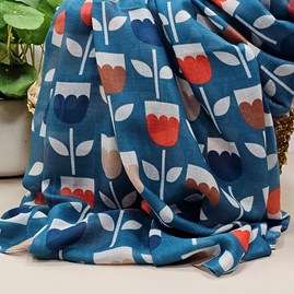 Tulips Scarf in Teal