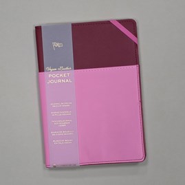 Vegan Leather Pocket Journal - Burgundy & Pink