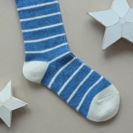 Welly Boot Striped Socks in Blue