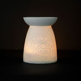 White Ceramic Mandala Oil Burner White Ceramic Mandala Oil Burner