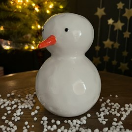 White Ceramic Snowman Ornament Medium White Ceramic Snowman Ornament Medium