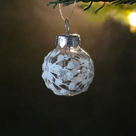 White Snowflake Clear Glass Bauble Christmas Decoration