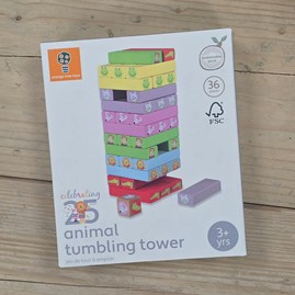Wooden Animals Tumbling Tower
