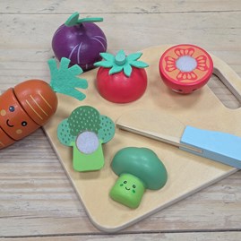 Wooden Cutting Veg - Happy Veggies Wooden Cutting Veg - Happy Veggies
