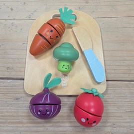 Wooden Cutting Veg - Happy Veggies Wooden Cutting Veg - Happy Veggies