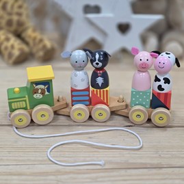 Wooden Farm Animal Puzzle Train