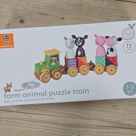Wooden Farm Animal Puzzle Train