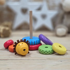 Wooden Lion Stacking Ring