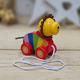 Wooden Pull Along Lion