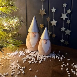 Large Wooden Santa In Silver Hat Large Wooden Santa In Silver Hat