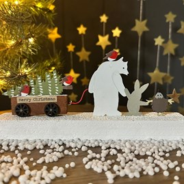 Woodland Animals with Christmas Tree Decoration Block Woodland Animals with Christmas Tree Decoration Block