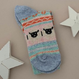 Wool Blend Sheep Socks in Turquoise Blue