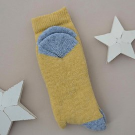 Wool Blend Socks in Yellow & Dusky Blue