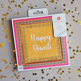 Yellow 'Happy Diwali' Paper Napkins Pack of 20