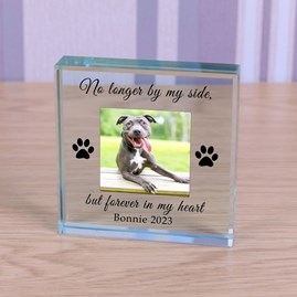 Personalised '... Forever In My Heart' Pet Memory Photo Glass Token Sentiment Gifts Memorial Keepsake Gifts Animal Lover Gifts Pet Loss Gifts Glass Photo Token