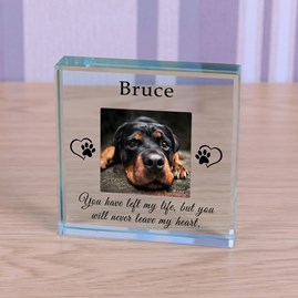 Personalised '... Never Leave My Heart' Pet Memory Photo Glass Token Sentiment Gifts Memorial Keepsake Gifts Animal Lover Gifts Pet Loss Gifts Glass Photo Token