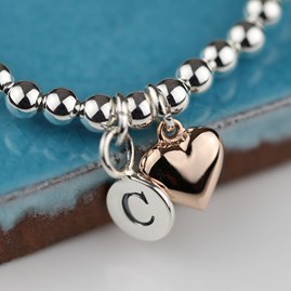 Personalised Rose Gold Plated Heart Friendship Bracelet Bridal Jewellery Bridesmaid Jewellery Wedding Jewellery Flower Girl Maid of Honour Jewellery
