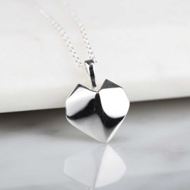 Stunning Silver Origami Heart Necklace